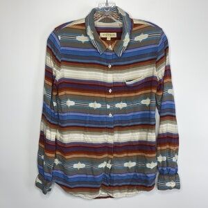 Stetson Serape Southwest Western Rayon Button Up Long Sleeve Blouse Small
